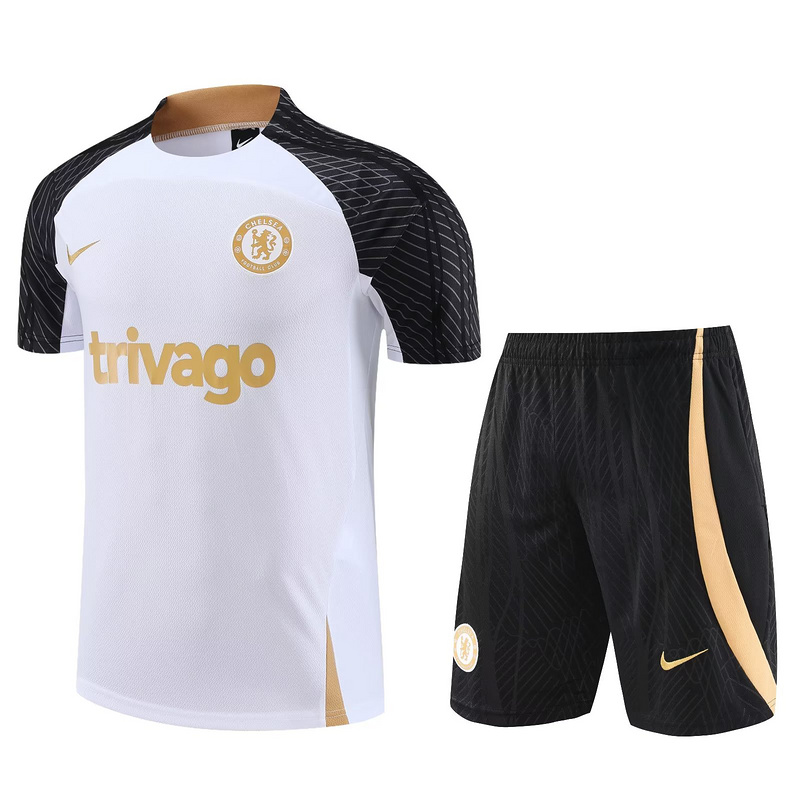AAA Quality Chelsea 23/24 White/Black/Golden Training Kit Jersey